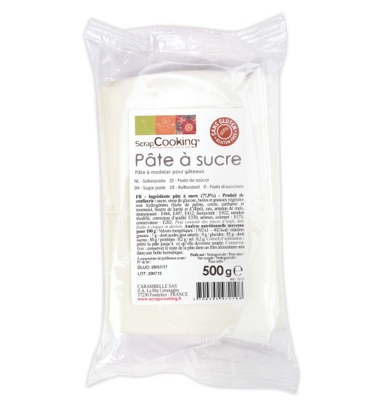 Pâte à sucre blanche goût vanille 500gr